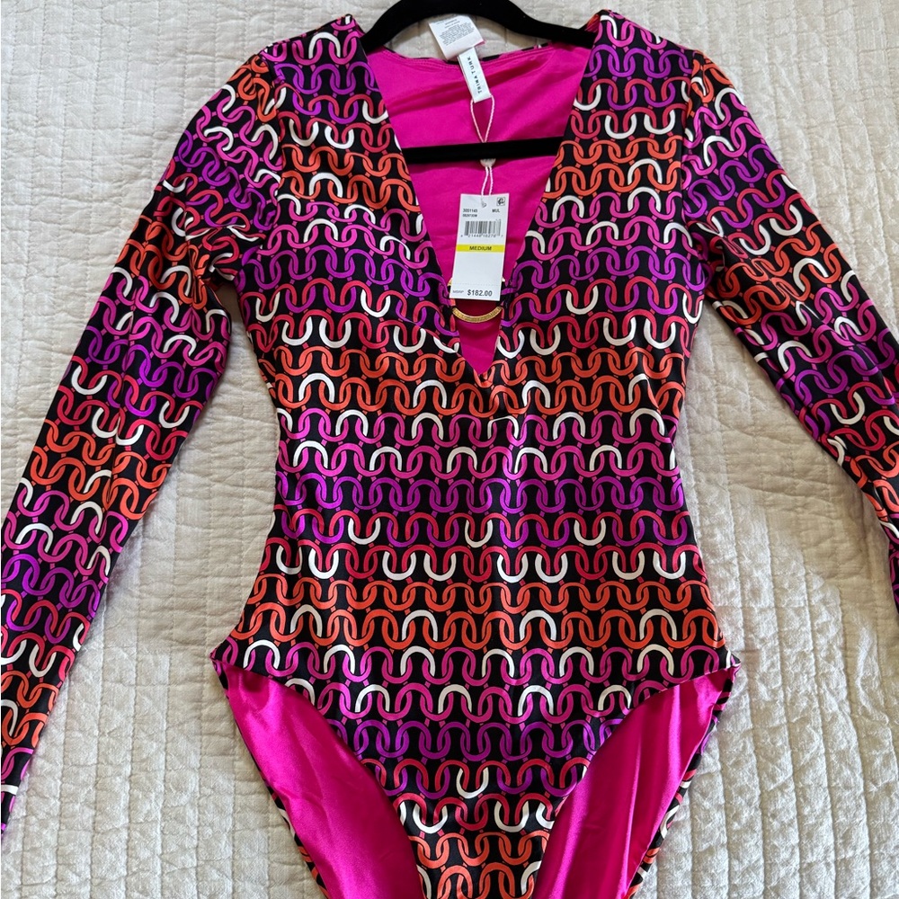Trina Turk Pink and Orange Patterned One Piece Swimsuit
